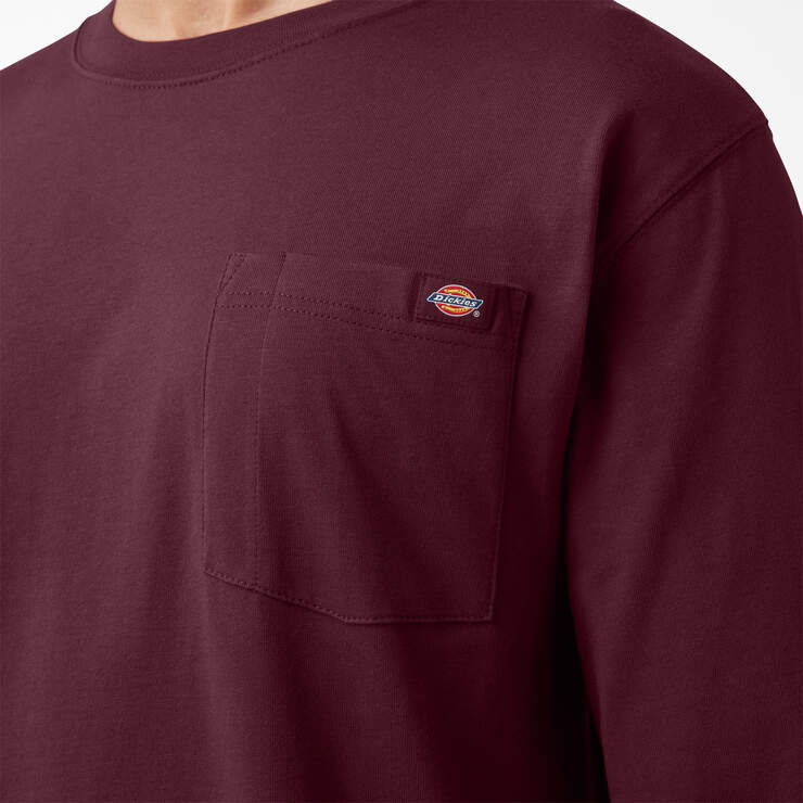 Logo Graphic Long Sleeve Pocket T-Shirt - Burgundy (BY) image number 5