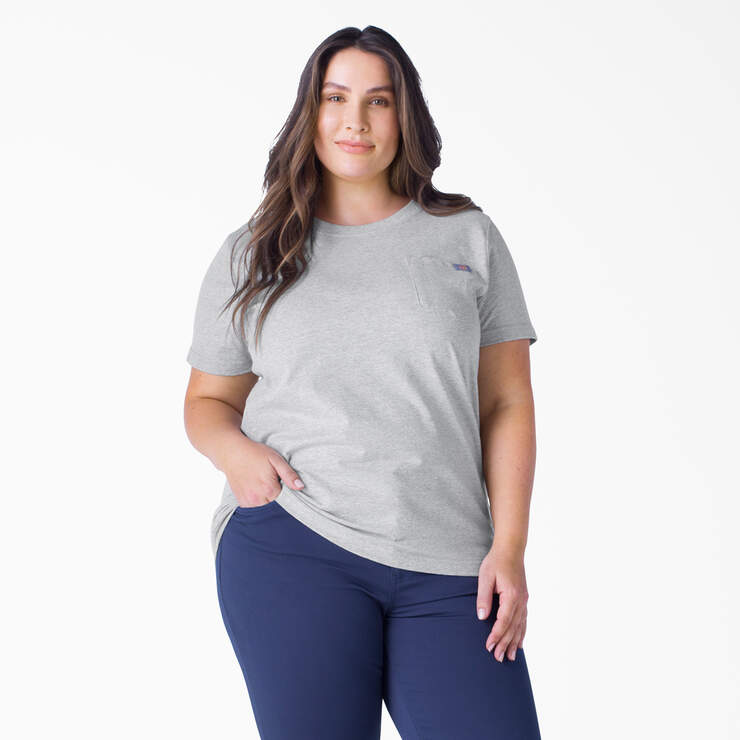 Women's Plus Heavyweight Short Sleeve Pocket T-Shirt - Heather Gray (HG) image number 1