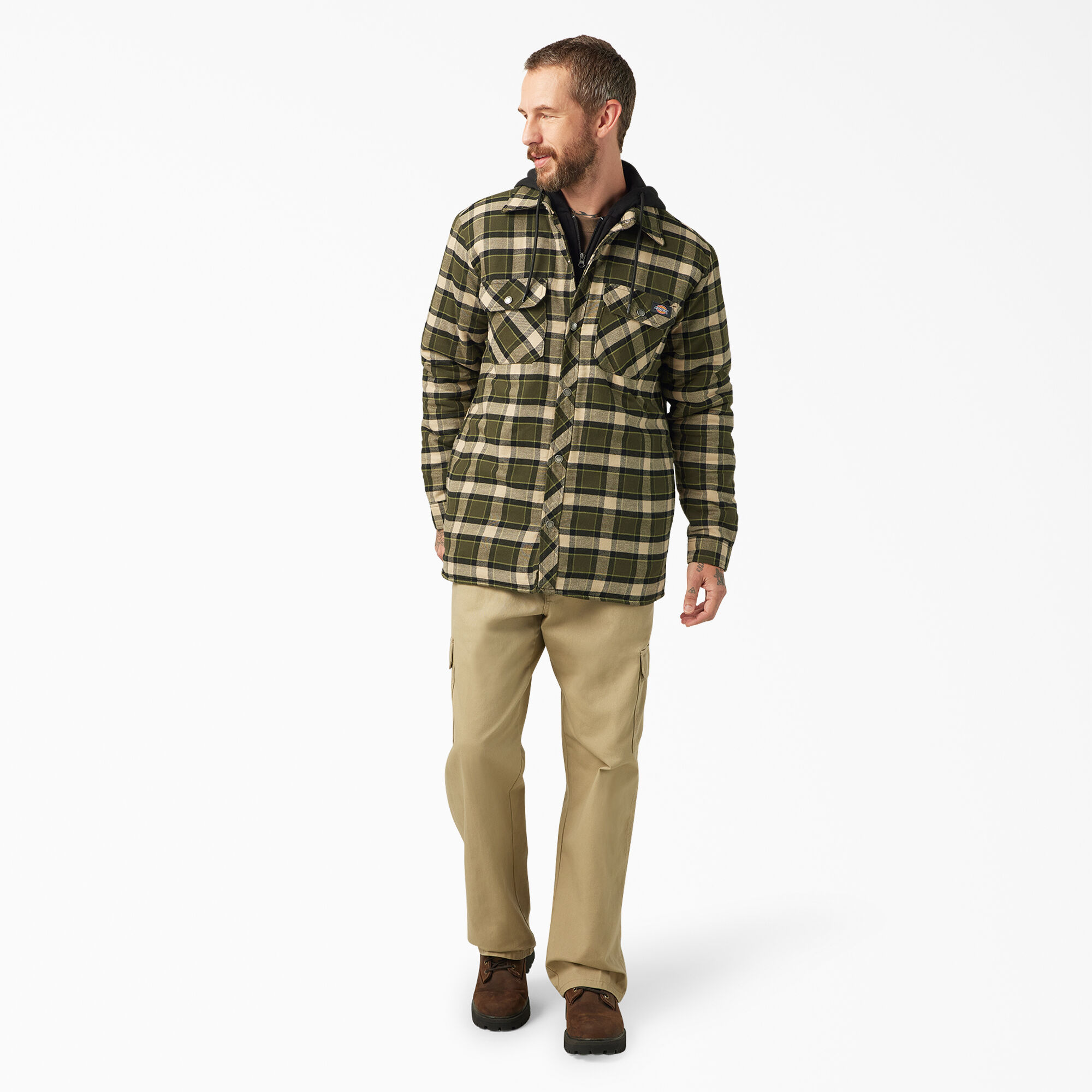 Dickies men's flannel hooded shirt jacket on sale