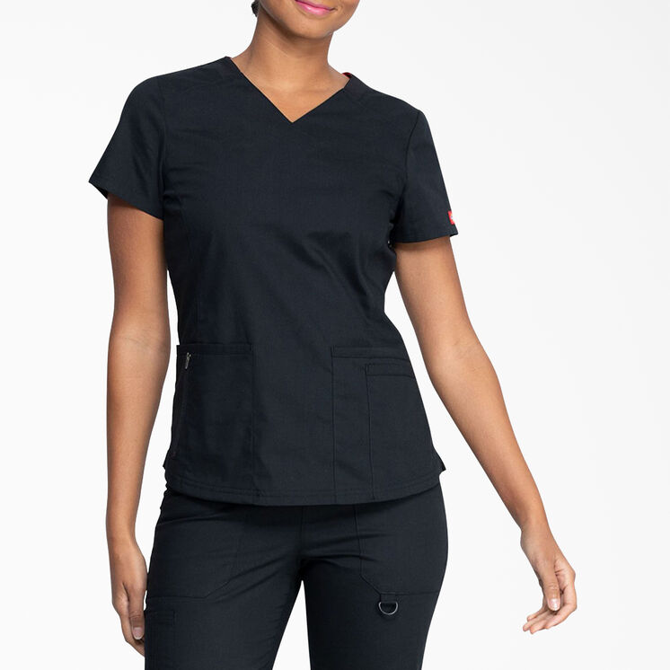 Women&#39;s EDS Signature V-Neck Scrub Top - Black &#40;BLK&#41;