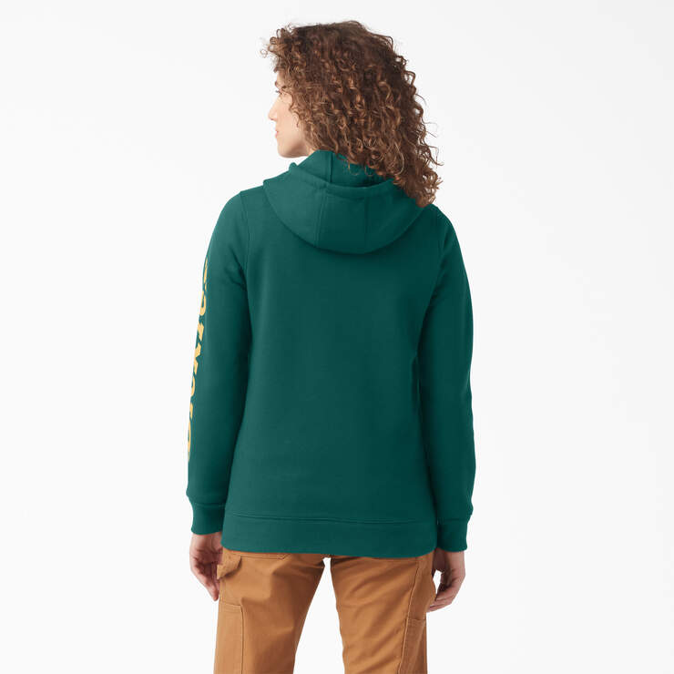 Women's Water Repellent Sleeve Logo Hoodie - Forest Green (FT) image number 2
