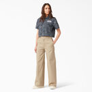 Women&#39;s Short Sleeve Cropped Work Shirt - Rinsed Navy Crosshatch &#40;R2A&#41;