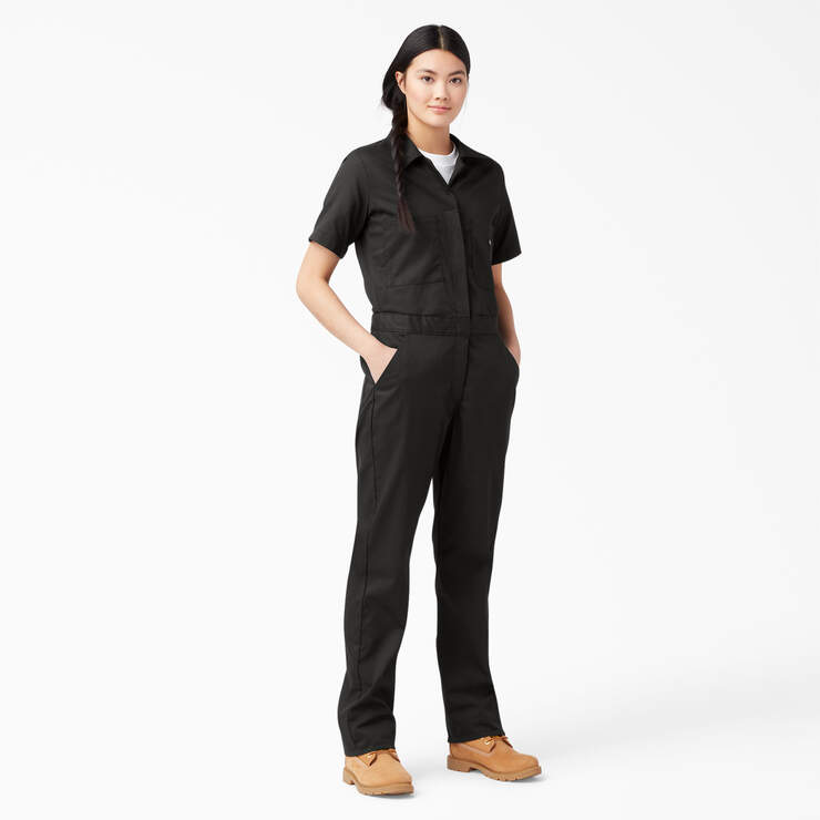 Women's FLEX Cooling Short Sleeve Coveralls - Black (BK) image number 1