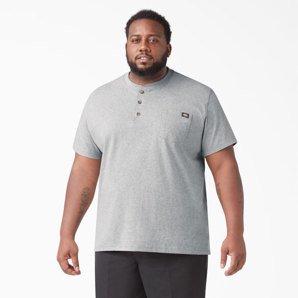 Heavyweight Short Sleeve Henley T-Shirt - Heather Gray &#40;HG&#41;
