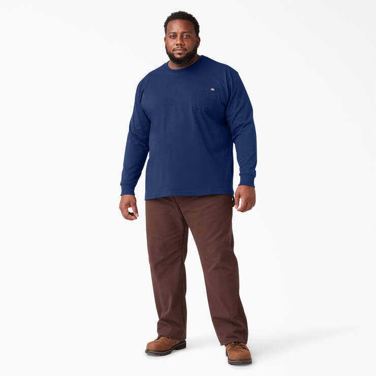 Heavyweight Long Sleeve Pocket T-Shirt - Deep Blue (EL) image number 8