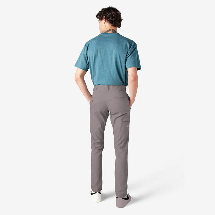 Skinny Fit Double Knee Work Pants - Silver (SV) image number 6