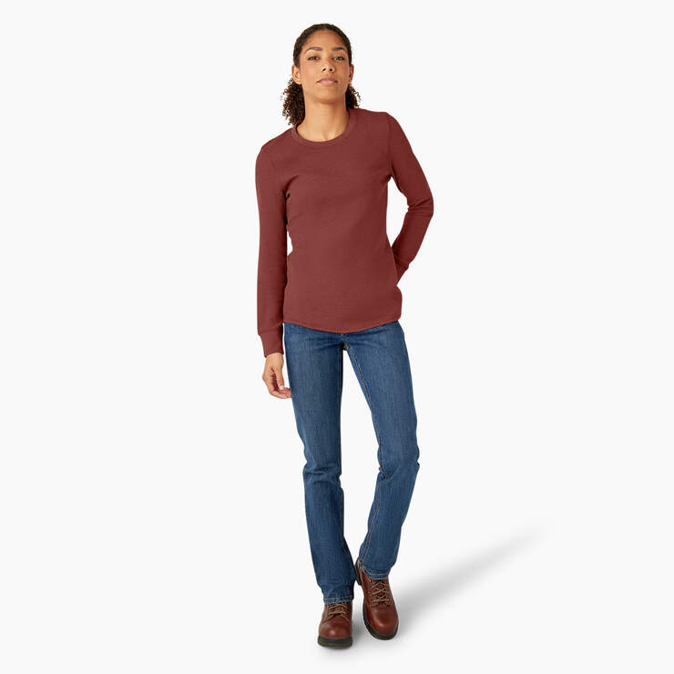 Women’s Long Sleeve Thermal Shirt - Fired Brick Single Dye (FBD) image number 5