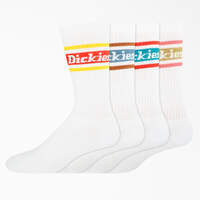Rugby Stripe Socks, Size 6-12, 4-Pack - White/Spring Stripe (WSN)