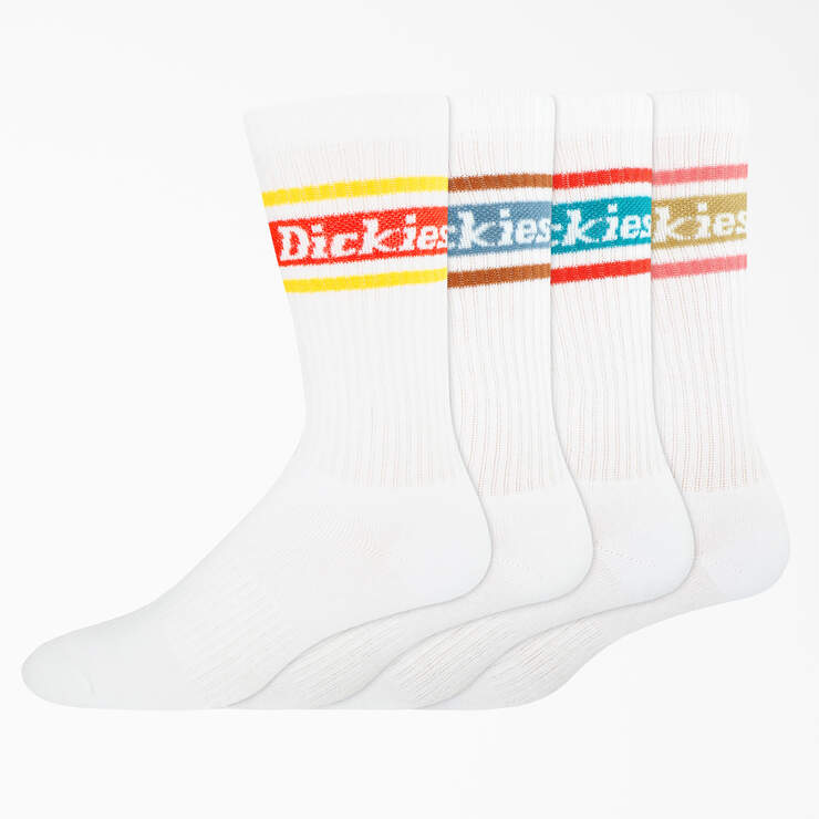 Rugby Stripe Socks, Size 6-12, 4-Pack - White/Spring Stripe (WSN) image number 1