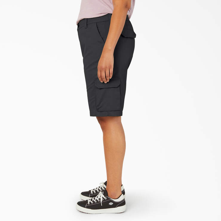 Women's Plus Relaxed Fit Cargo Shorts, 11" - Black (BK) image number 3
