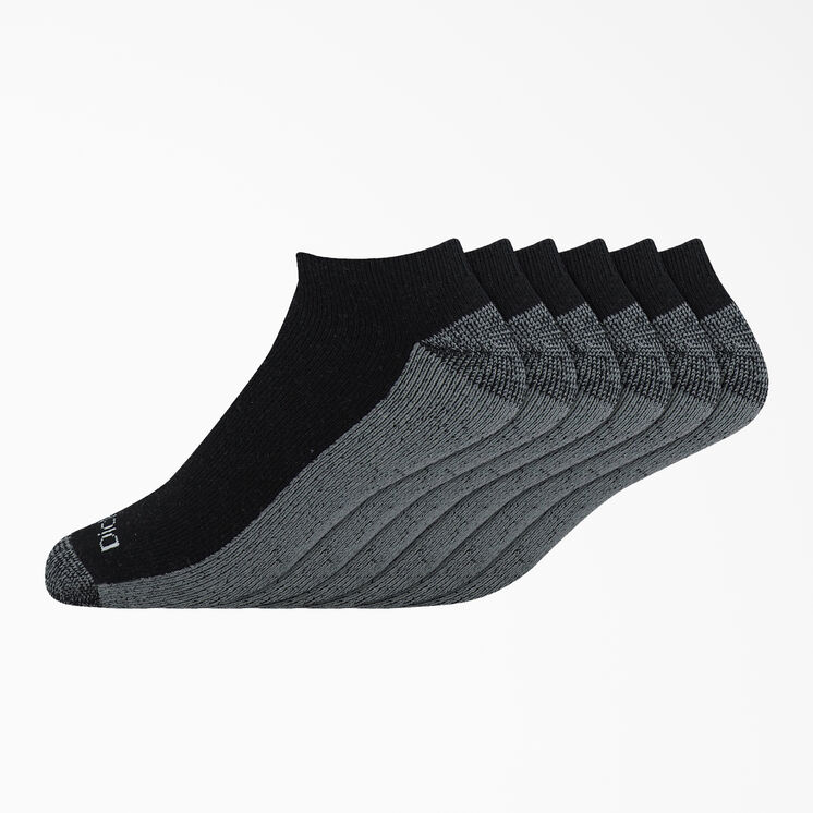 No Show Work Socks, Size 6-12, 6-Pack - Black (BK)