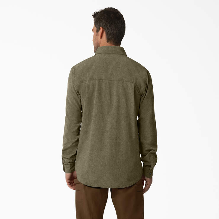 Cooling Long Sleeve Work Shirt - Military Green Heather (MLD) image number 2