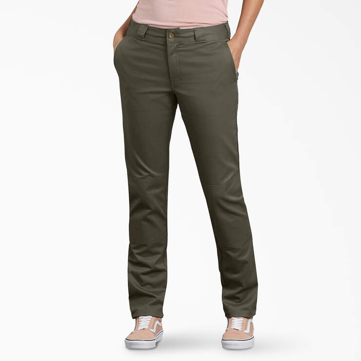 Women's FLEX Slim Fit Double Knee Pants - Grape Leaf (GE) image number 1