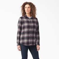 Women's Plaid Flannel Long Sleeve Shirt - Dusty Purple Highland Plaid (B2X)