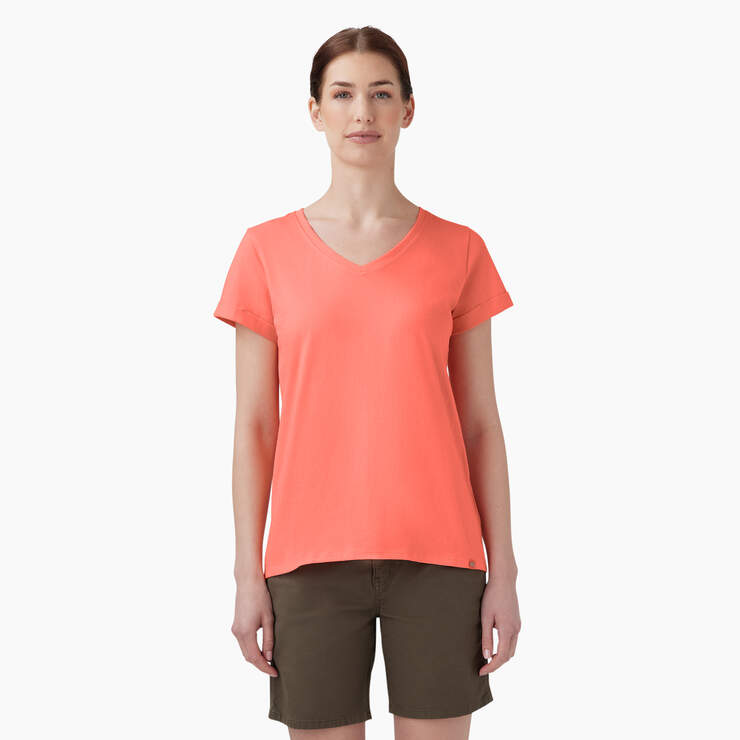 Women’s V-Neck T-Shirt - Coral Fusion (OO) image number 1