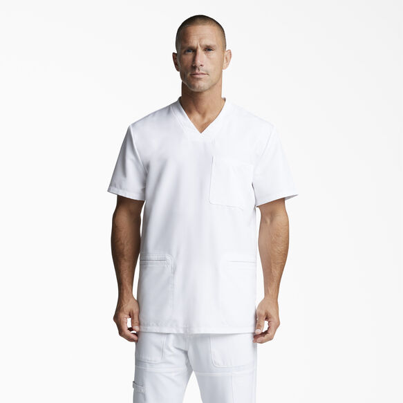 Men's Dynamix V-Neck Scrub Top - White (WHT)