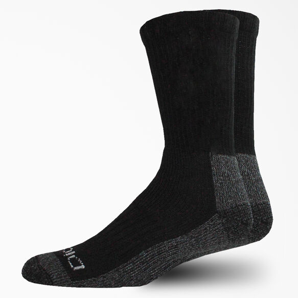 Steel Toe Crew Socks, 2-Pack - Black (BK)