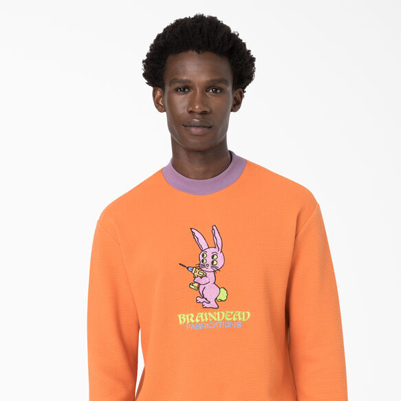 Brain Dead Embroidered Waffle Knit Sweater - Burnt Orange &#40;TO1&#41;