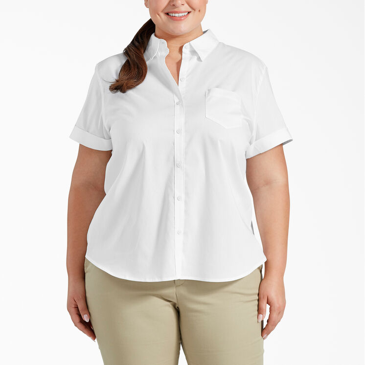 Women&rsquo;s Plus Stretch Button-Up Shirt - White &#40;WH&#41;
