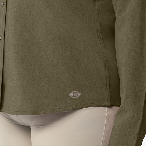Women&#39;s Plus Cooling Roll-Tab Work Shirt - Military Green Heather &#40;MLD&#41;