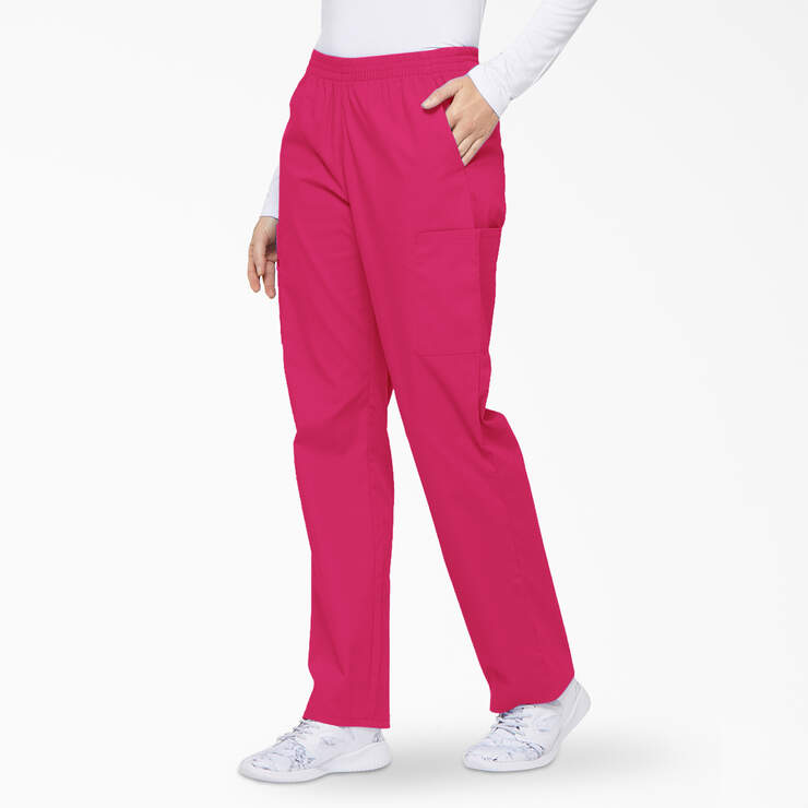 Women's EDS Signature Cargo Scrub Pants - Hot Pink (HPK) image number 3
