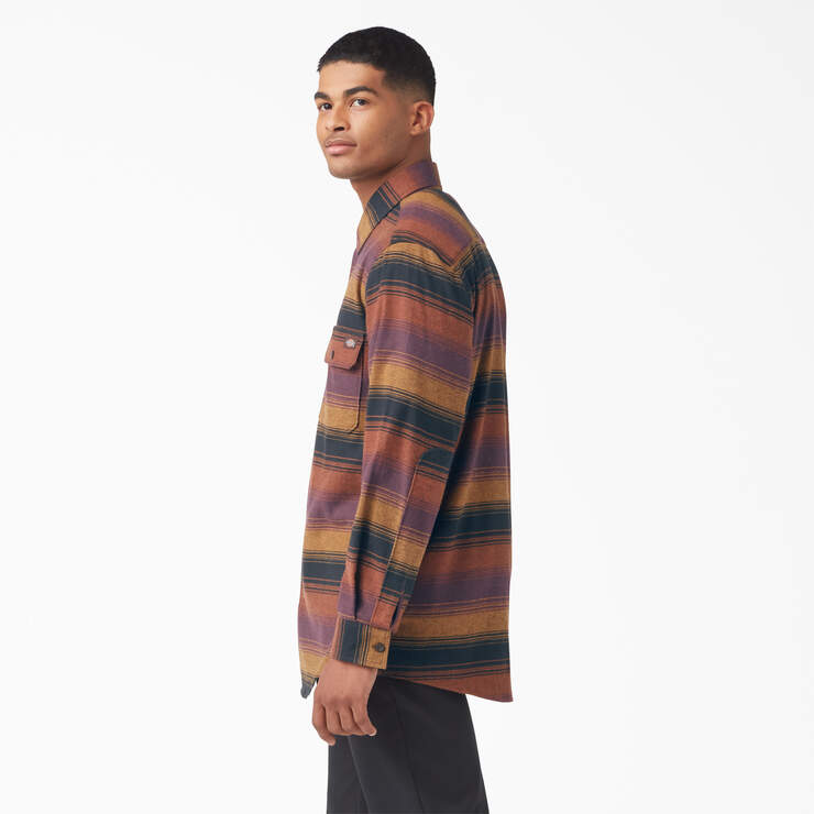 Long Sleeve Flannel Shirt - Wine Blanket Stripe (WSC) image number 3