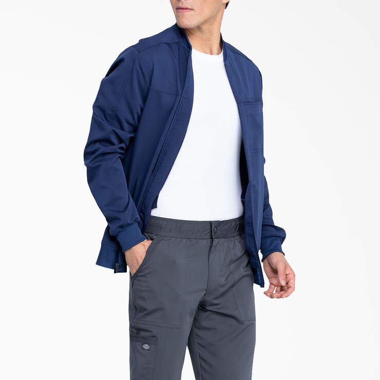 Men's Balance Zip Front Scrub Jacket - Navy Blue (NVY) image number 3