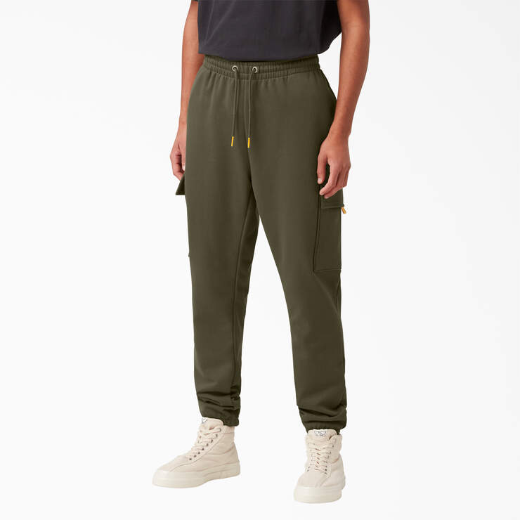 Relaxed Fit Fleece Cargo Sweatpants - Military Green (ML) image number 1