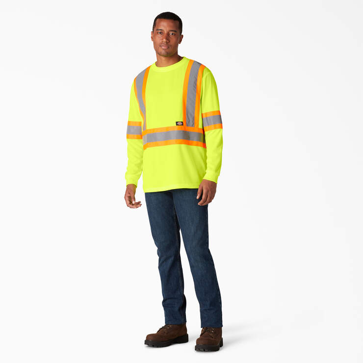 Hi Vis Safety Long Sleeve T-Shirt - ANSI Yellow (AY) image number 4
