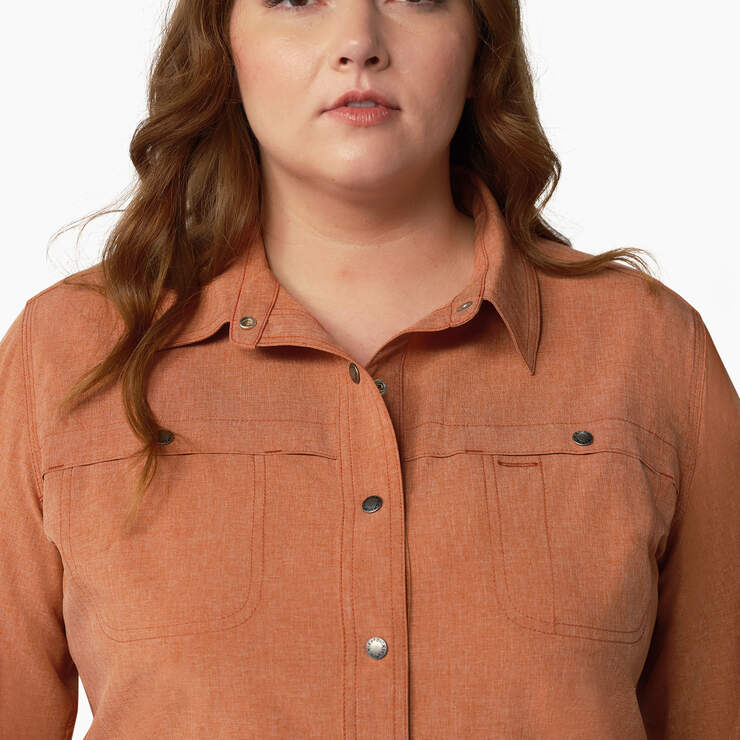 Women's Plus Cooling Roll-Tab Work Shirt - Copper Heather (EH2) image number 5