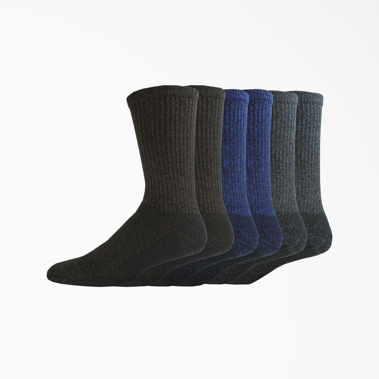Moisture Control Crew Work Socks, Size 6-12, 6-Pack - Brown Assorted (XW)