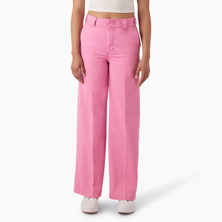 Women&#39;s Stonewashed Wide Leg Work Pants - Wild Rose &#40;WR2&#41;