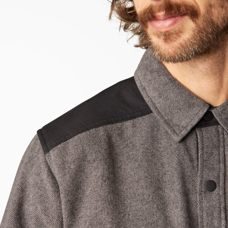 Heavyweight Brawny Flannel Shirt - Gray w/ Black (A1J) image number 8