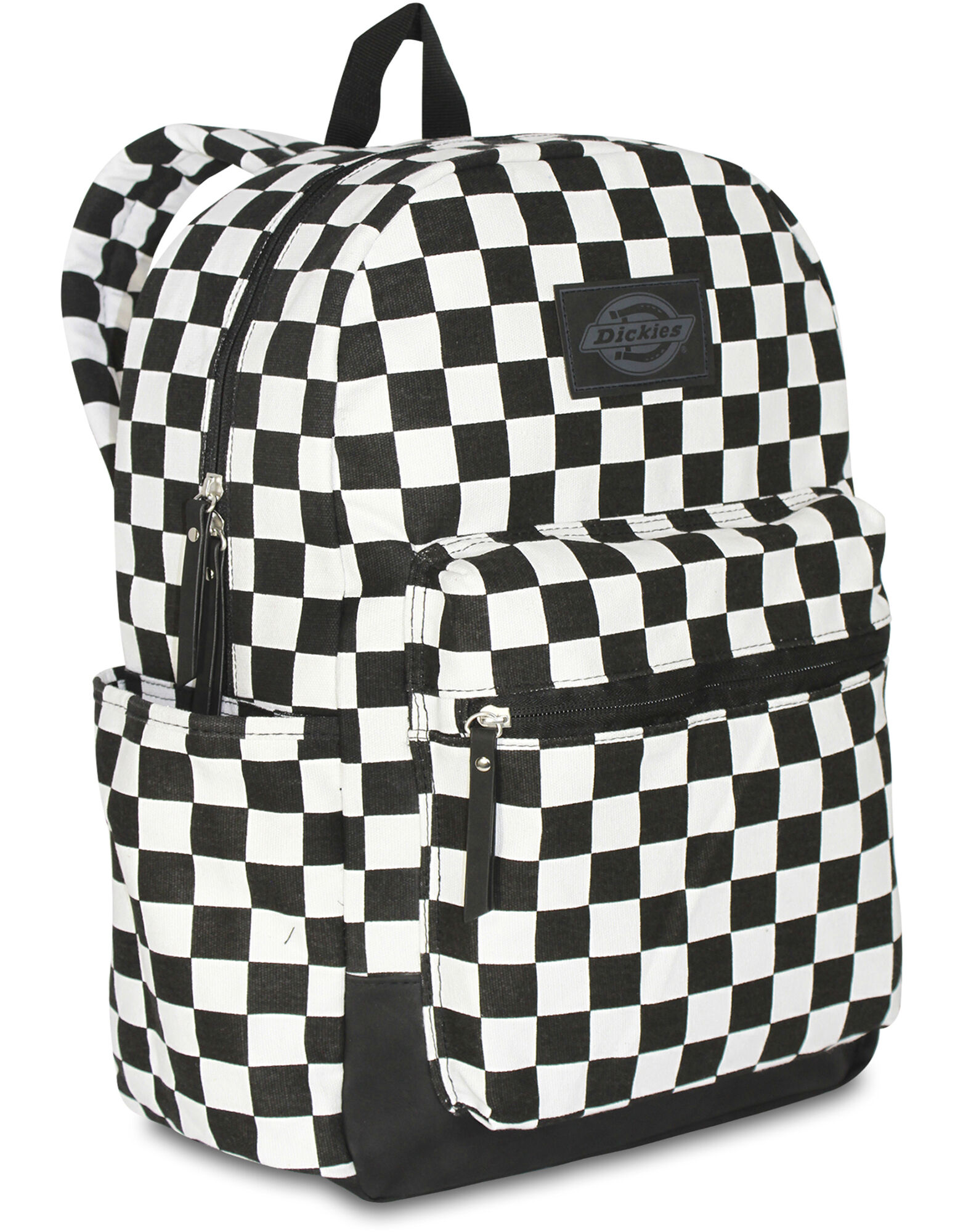black and white check backpack