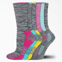 Women's Moisture Control Free Run Crew Socks, Size 6-9, 6-Pack - Charcoal Gray (CH)