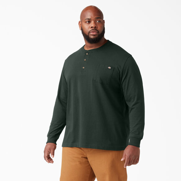 Heavyweight Long Sleeve Henley T-Shirt - Hunter Green &#40;GH&#41;