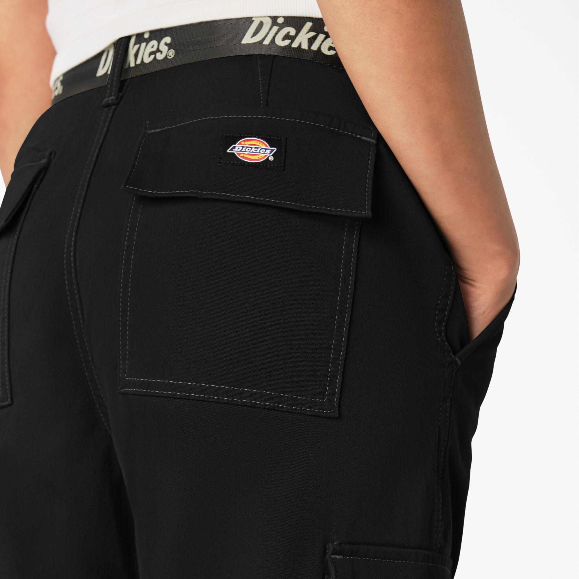 Womens black top cargo work pants