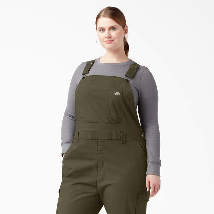 Women's Plus Cooling Ripstop Bib Overalls - Rinsed Military Green (RML) image number 4