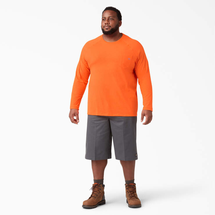 Cooling Long Sleeve Pocket T-Shirt - Bright Orange (BOD) image number 8