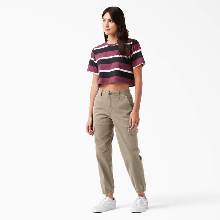 Women's High Rise Fit Cargo Jogger Pants - Desert Sand (DS) image number 4