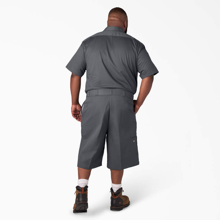 Loose Fit Flat Front Work Shorts, 13" - Charcoal Gray (CH) image number 10