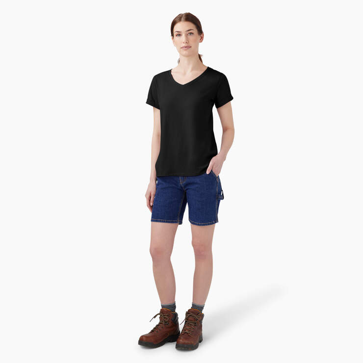 Women’s V-Neck T-Shirt - Black (KBK) image number 5