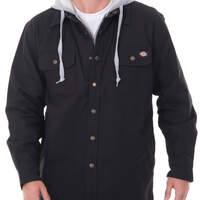 Hooded Canvas Shirt Jacket - Black (BLK)