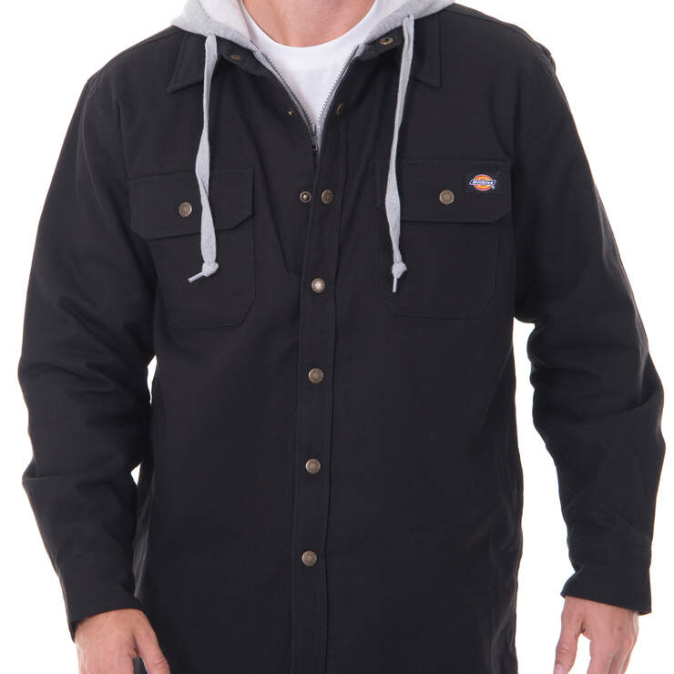 Hooded Canvas Shirt Jacket - Black (BLK) image number 1