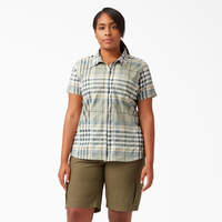 Women's Plus Cooling Short Sleeve Work Shirt - Green Plaid (1PR)
