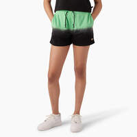 Women's Relaxed Fit Ombre Knit Shorts, 3" - Apple Mint/Black Dip Dye (AMD)