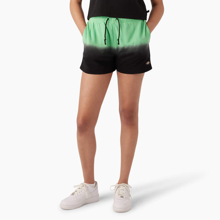 Women's Relaxed Fit Ombre Knit Shorts, 3" - Apple Mint/Black Dip Dye (AMD) image number 1