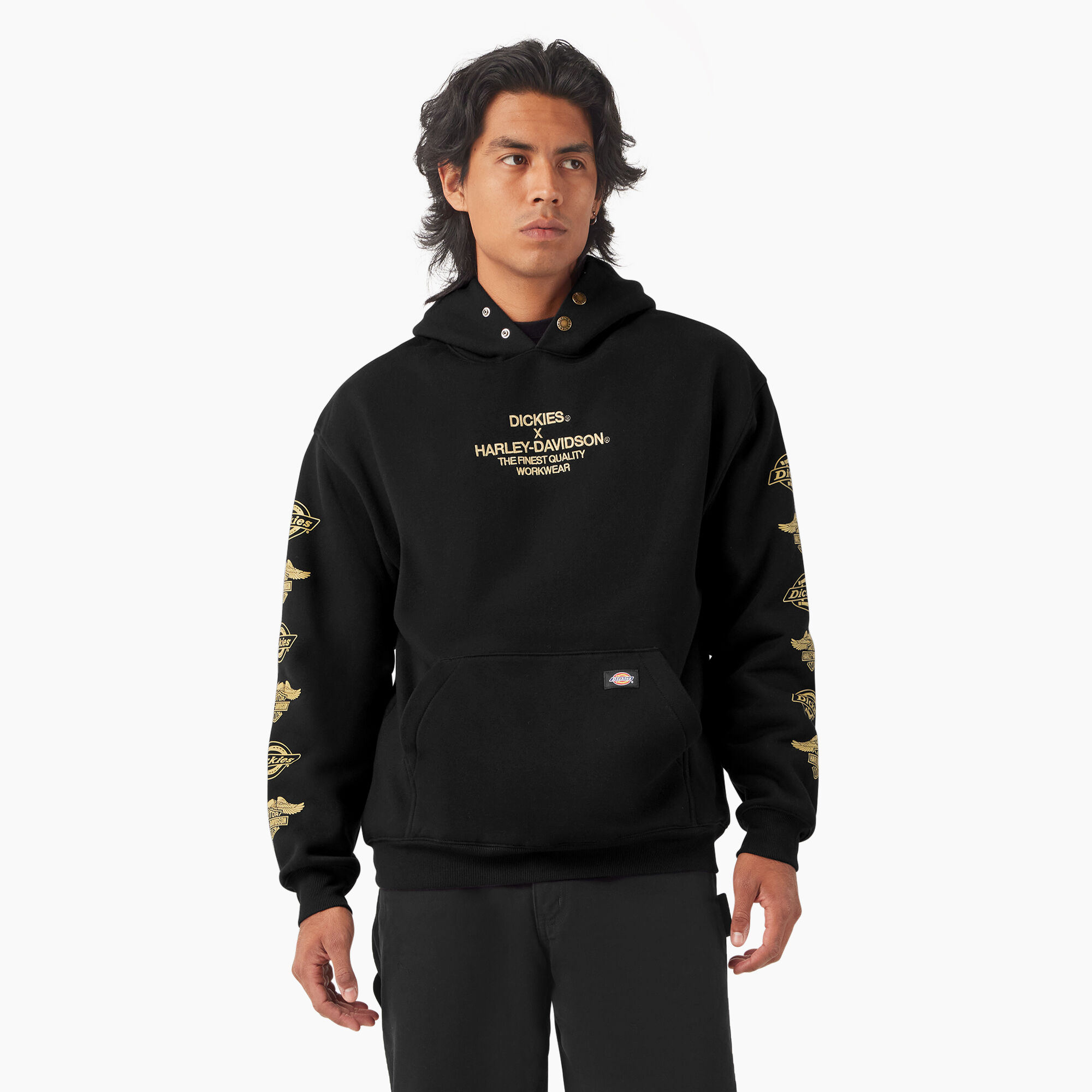 コラボ【Harley Davidson×Dickies】刺繍入り イーグル フーディ Dickies x Harley-Davidson Eagle Sleeve Hoodie - Dickies US