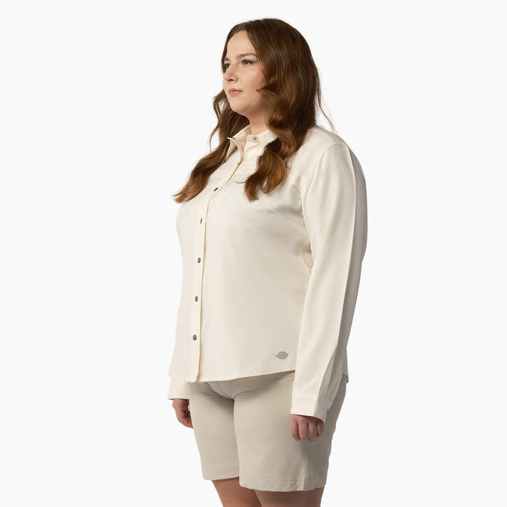 Women's Plus Cooling Roll-Tab Work Shirt - Antique White (ADW) image number 3