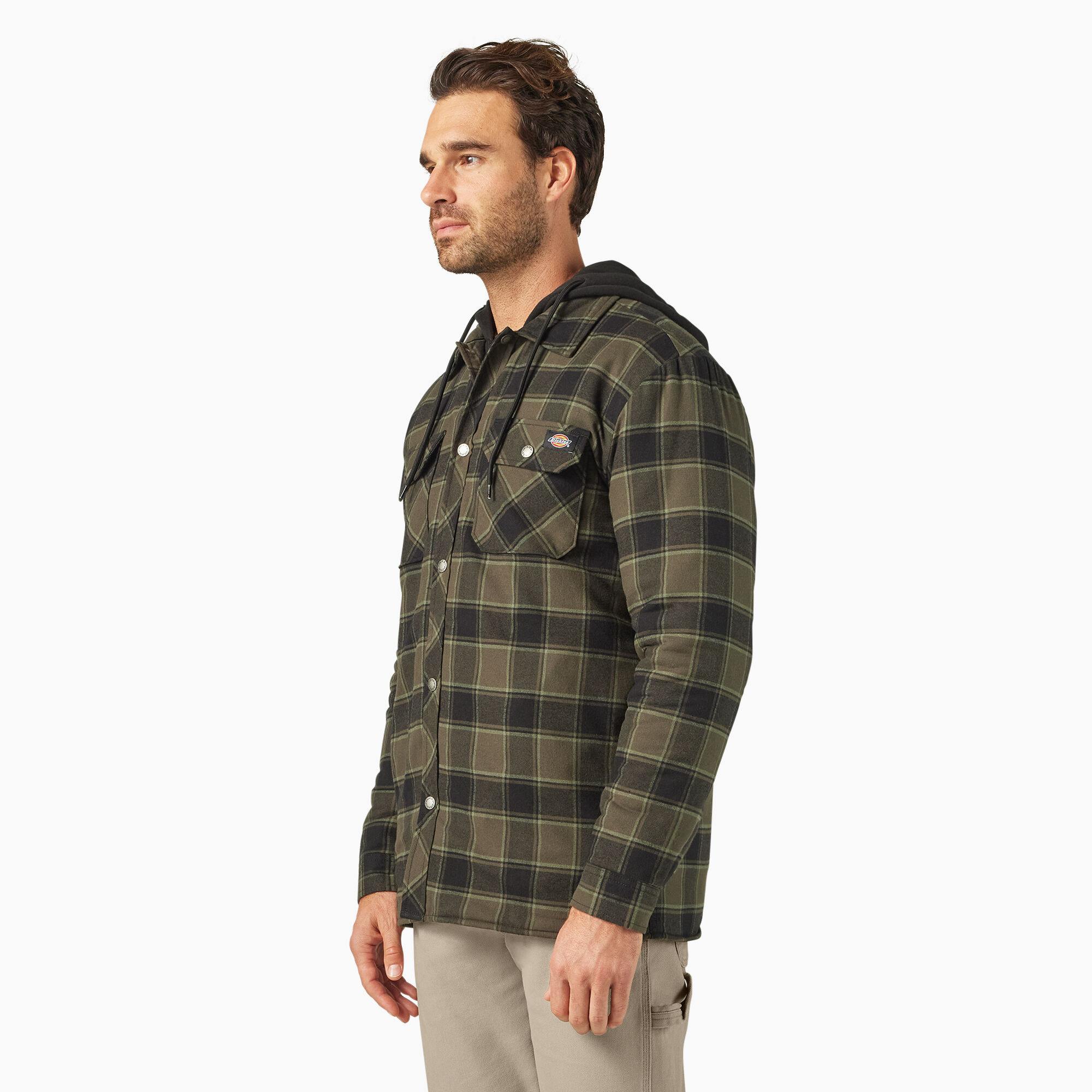 Men's Water Repellent Flannel Hooded Shirt Jacket - Dickies US